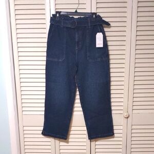 NWT Time & Tru High Rise Cropped Paper bag Jeans Size 10